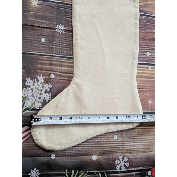 NEW Letter "K" Embroidered Beige Burlap Shimmer Christmas Stocking 20" Holiday - Picture 11 of 11